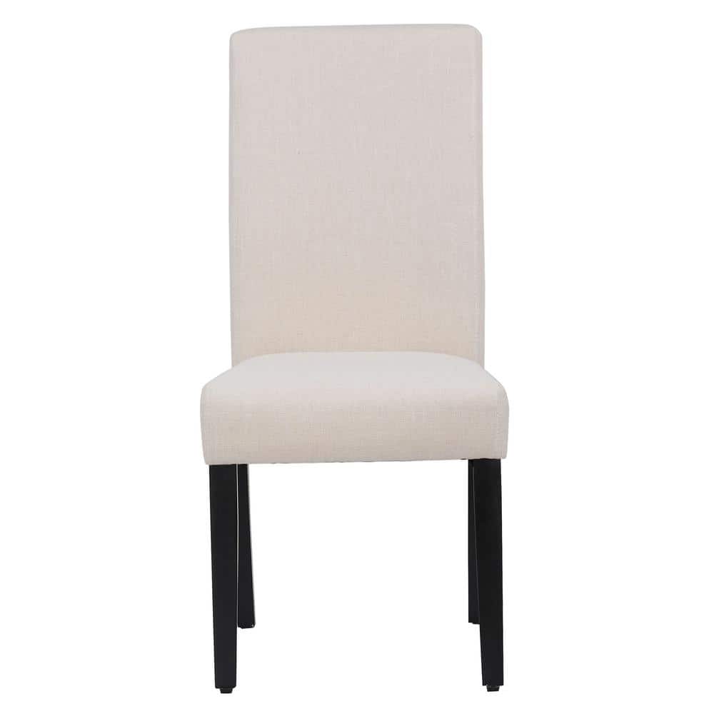 Sophisticated Beige Linen Upholstered Parsons Side Chair