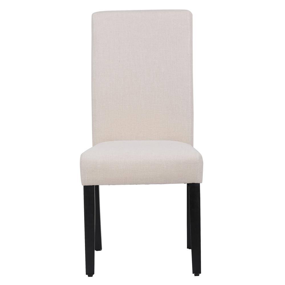 Sophisticated Beige Linen Upholstered Parsons Side Chair