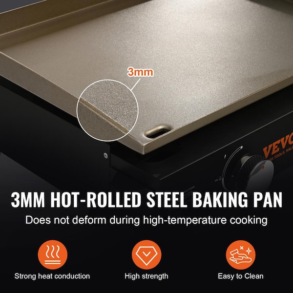 VEVOR Double Burner Stove Flat Top Griddle 32 x 17 inch, Propane Gas Grill  Griddle Stainless Steel, with 2 Burner for Home and Outdoor Use 