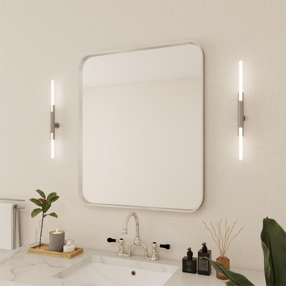 30 in. W x 36 in. H Rectangular Aluminum Framed Wall Bathroom Vanity Mirror in Silver price history on PriceWatchPro