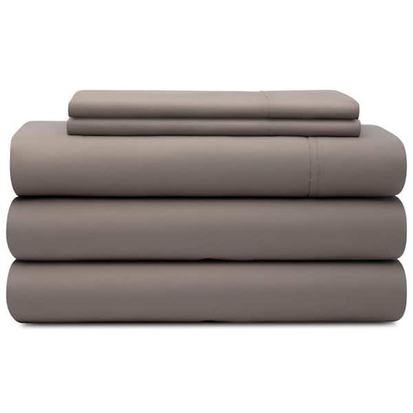 Brookside 5-Piece Sandstone Solid Microfiber King - Split Sheet Set