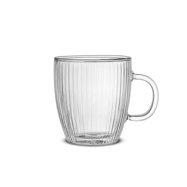 JoyJolt Fluted Savor 13.5 oz. Double Wall Glass Coffee Mug, (Set of 2)