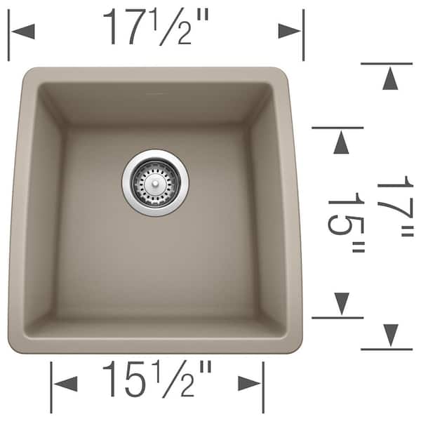 Performa Undermount Granite Composite 17.5 in. x 17 in. Single Bowl Kitchen Sink in Truffle