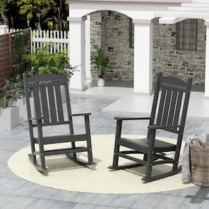 Kenly Gray Classic Plastic Outdoor Rocking Chair (Set of 2)