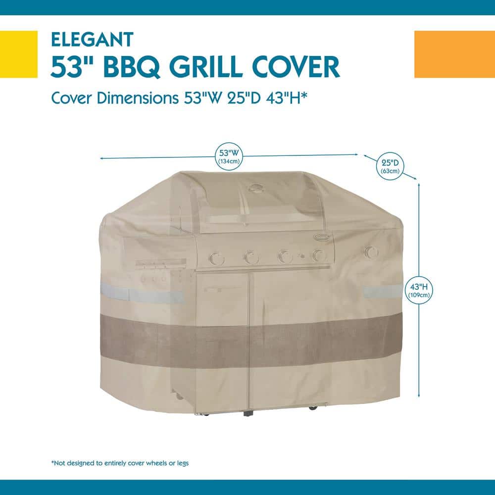 Tan Waterproof BBQ Grill Cover with Hook and Loop Closure