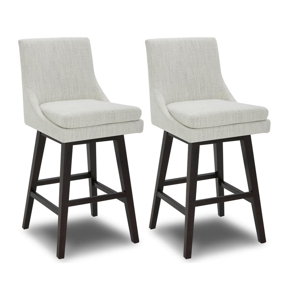 Fiona 30.7 in. lvory Gray High Back Solid Wood Frame Swivel Counter Height Bar Stool with Fabric Seat(Set of 2) price history on PriceWatchPro