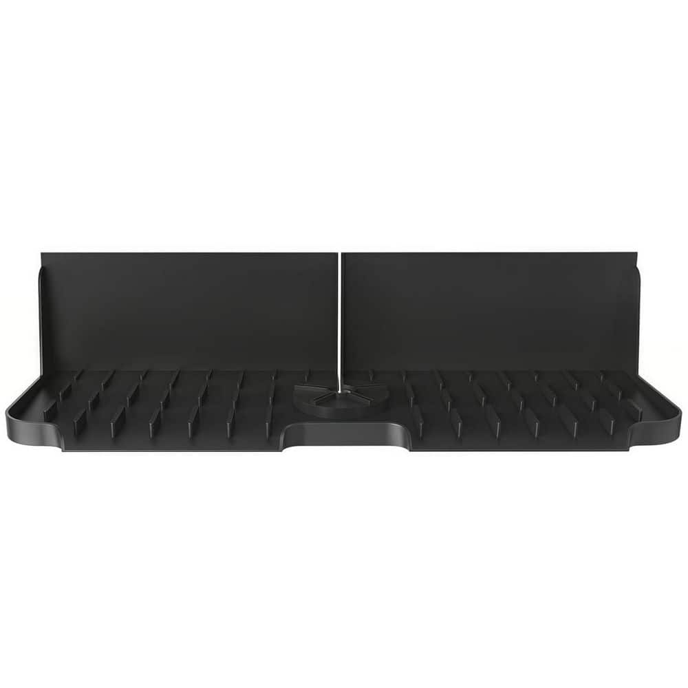 3.9 in. H x 16.9 in. W x 5.5 in. D Black Silicone Kitchen Sink Splash Guard, Kitchen Sponge Rack for Cleaning Tools price history on PriceWatchPro