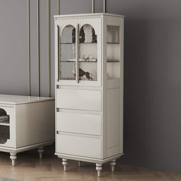 THE RIGHT PATH Beige 21. 85 in. Display Cabinet