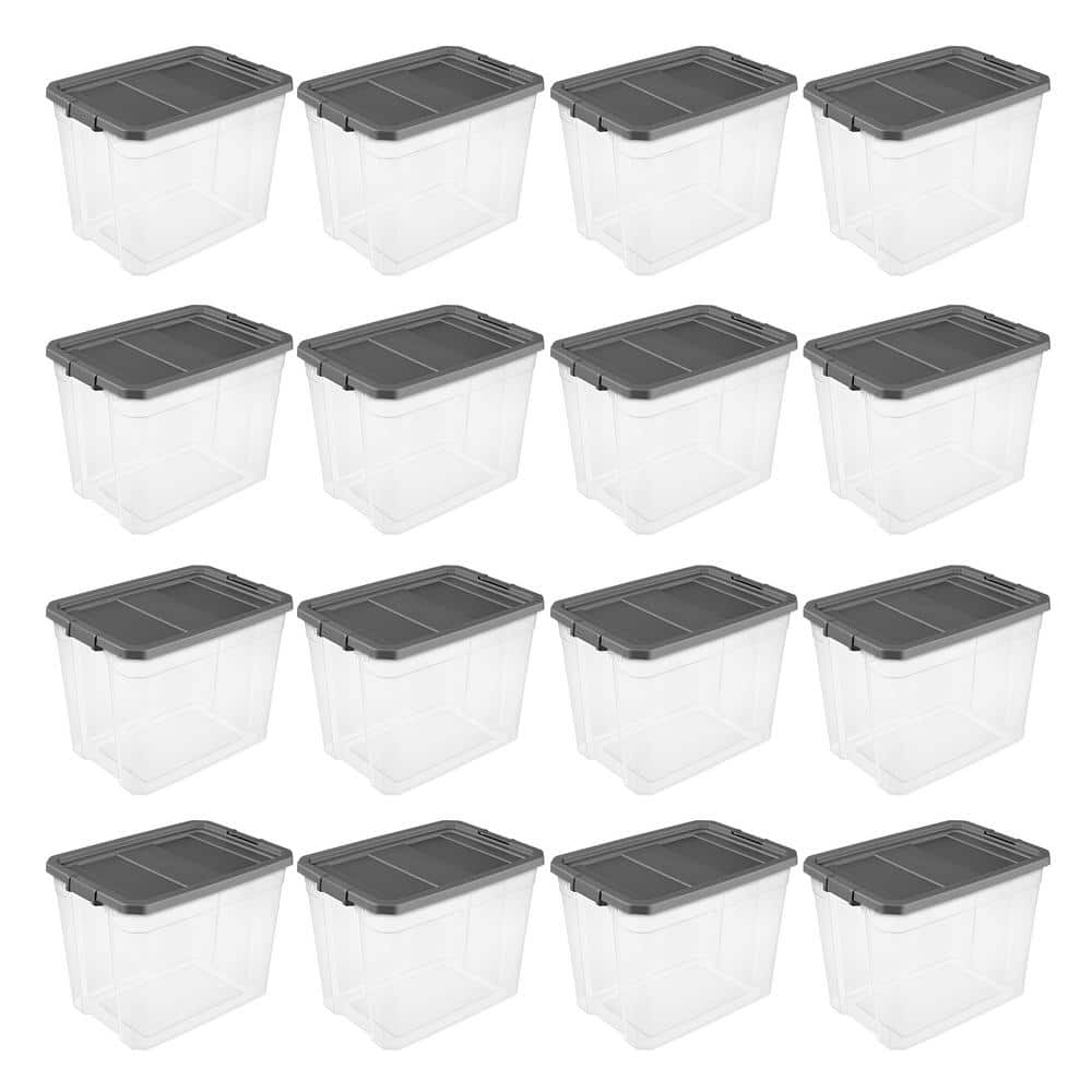 Sterilite 18 Gal Stackable Storage Box Container, Blue Summer (8