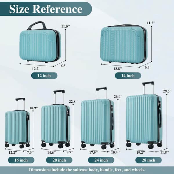 LIVACA 6-Piece Ice Blue Hardshell ABS Plastic Spinner Wheels TSA