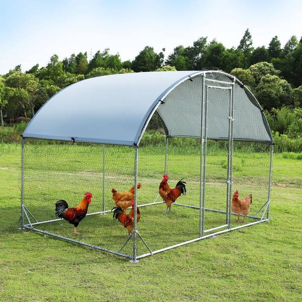 GOGEXX 9.2 ft. W x 6.2 ft.L x 6.5 ft.H Large Metal Chicken Coop Steel Wire Net Cage Poultry Cage for Outdoors