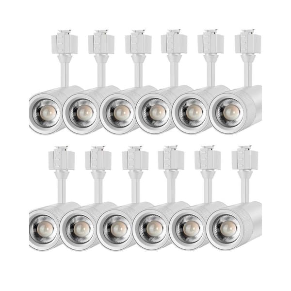 J-Type White Integrated LED Linear Track Lighting, Cylinder Track Head, Soft White, 3000K, 1200LM, CRI90 (12-Pack)