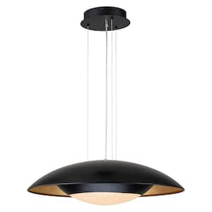 33-Watt 1-Light Black Modern Saucer UFO Integrated LED Pendant Light with Metal Shade