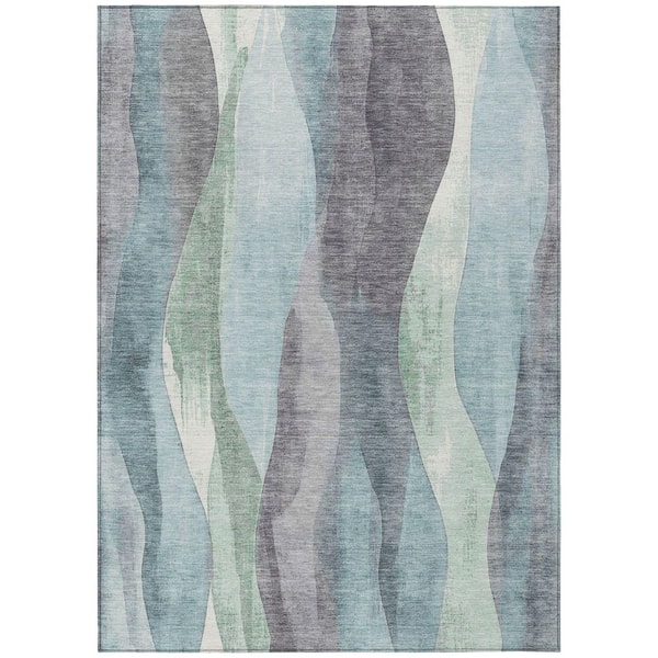 Chantille Machine Washable Indoor/Outdoor Abstract ACN1989 Teal 3 ft. x 5 ft. Area Rug