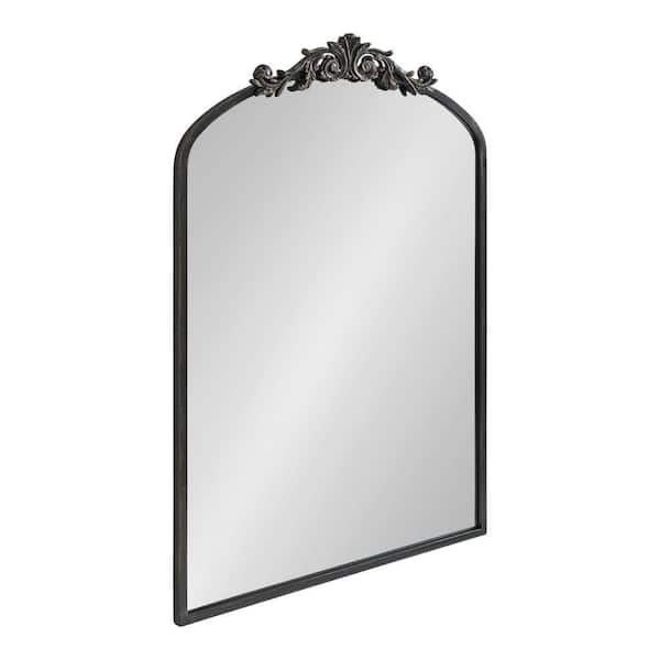Kate and Laurel Arendahl 36 in. x 24 in. Traditional Arch Black Framed Decorative Wall Mirror