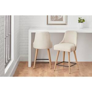Benfield Biscuit Beige Upholstered Counter Stools with Back (Set of 2)