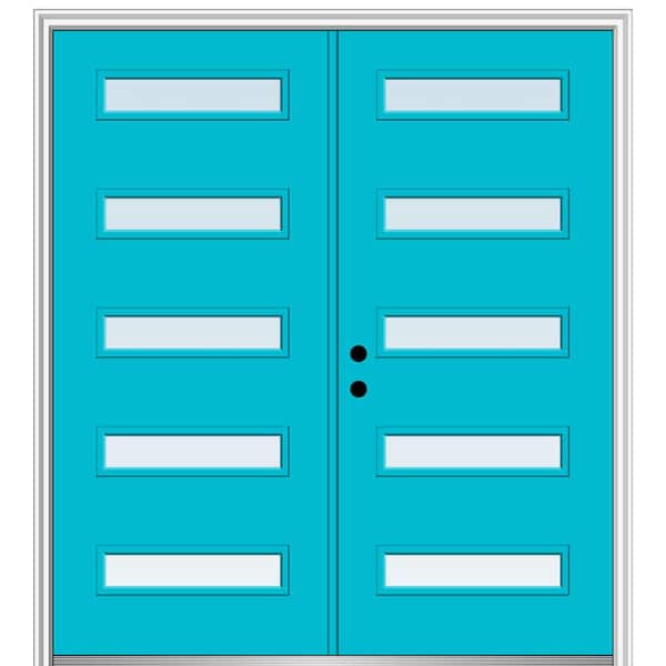 MMI Door 64 in. x 80 in. Davina Right-Hand Inswing 5-Lite Clear Low-E Painted Fiberglass Smooth Prehung Front Door