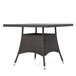 Octavia Multi-Brown Square Faux Rattan Outdoor Patio Dining Table