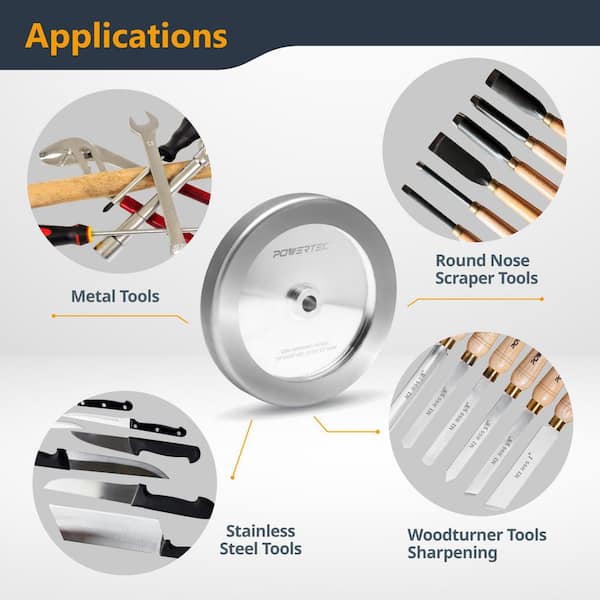 POWERTEC 8 in. x 1-1/4 in. W, 5/8 in. Arbor, 4-in-1 CBN Sharpening