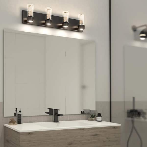 Artika Essence 27 In 4 Light Black Led, Single Vanity Bathroom Light