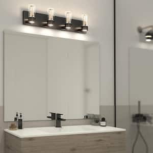 Essence 27 in. 4-Light Black LED Modern Bath Vanity Light Bar for Bathroom