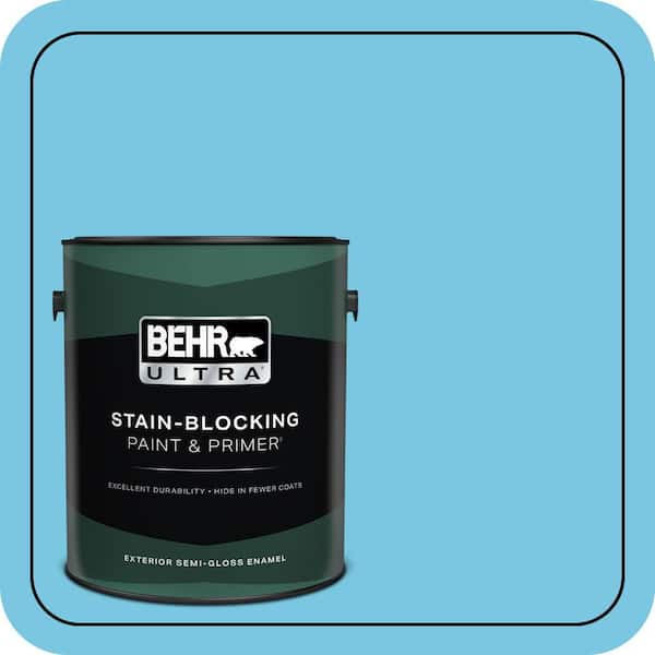 BEHR ULTRA 1 gal. #530B-4 Bliss Blue Semi-Gloss Enamel Exterior Paint & Primer