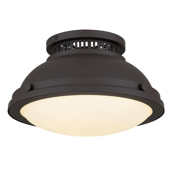 BRIXON London 11-in. 1-Light Vintage Dark Bronze Flush Mount Bulb Not Included