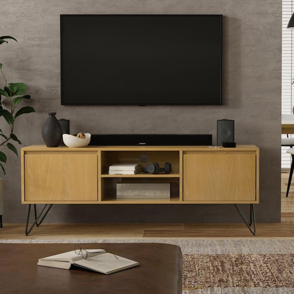 Simpli Home Hunter Oak Veneer TV Media Stand For TVs up to 65 in.