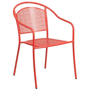 Metal Outdoor Dining Chair in Coral