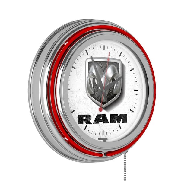 Unbranded RAM Red Logo White Lighted Analog Neon Clock