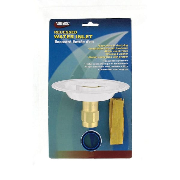 Valterra Recessed Water Inlet - FPT, Colonial White (Carded)