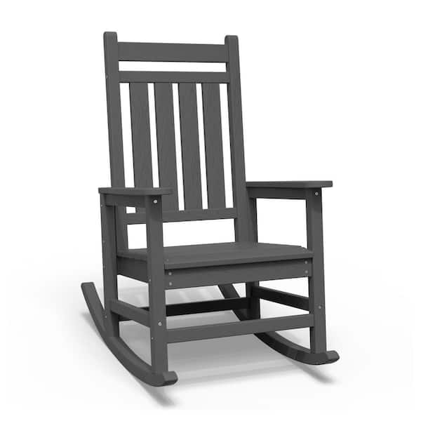 JEAREY HDPE Gray Adirondack Rocking Chair (1-Pack)
