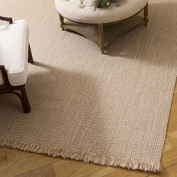 Braided 9 ft. x 12 ft. Beige Textured Washable Area Rug