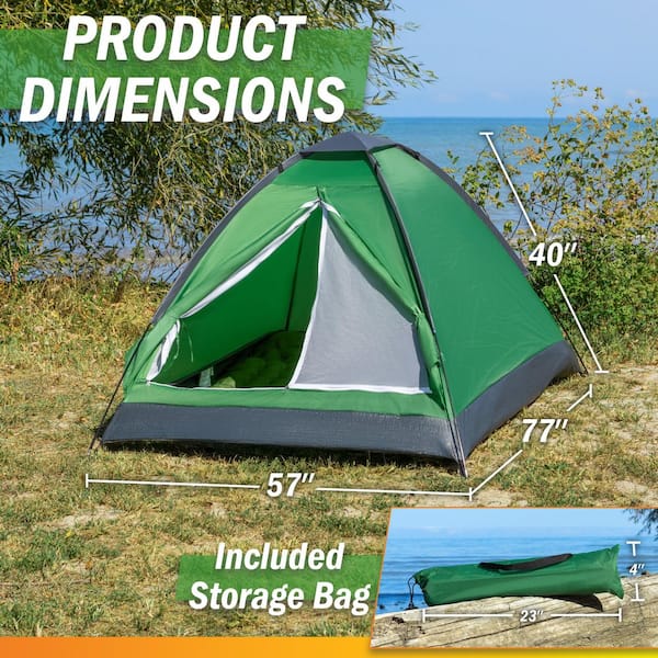 Wakeman Outdoors 2-Person Green Dome Tent with Carry Bag W470003