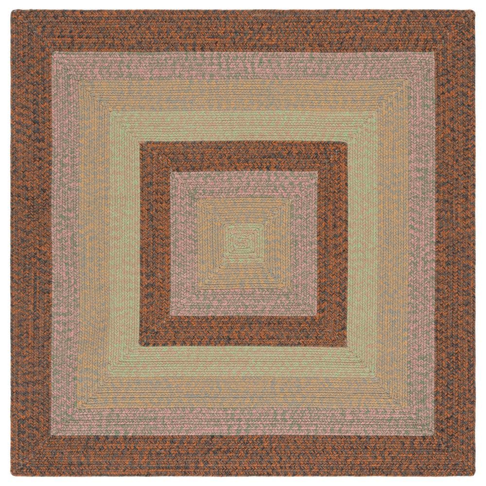 Braided Dark Brown/Light Green 3 ft. x 3 ft. Machine Washable Multi Striped Solid Square Area Rug price history on PriceWatchPro