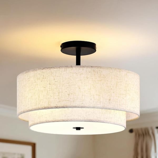 15 in. 3-Light Luxury Black Chandelier Large Ceiling Lighting for Living Room Dining Light Fixture Dining Room Kitchen