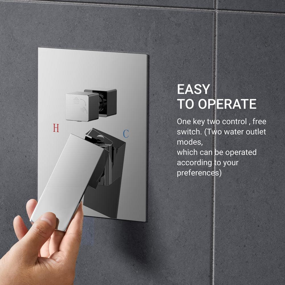 10-Inch Chrome Square Rainfall Shower System with Handheld