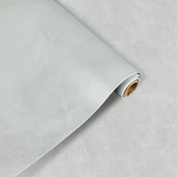 2-Rolls Light Gray Marble Grain Matte PVC Peel and Stick Wallpaper Roll, Table, Kitchen, Bathroom(Covers 25.8 sq. ft. )