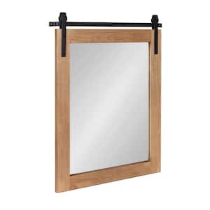 Samuels 27.75 in. H x 22 in. W Modern Rectangle Framed Rustic Brown Wall Mirror