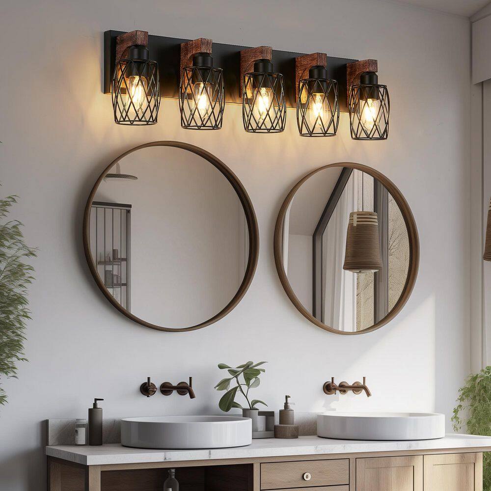 31 in. 5-Light Industrial Black Vintage Wall Sconce for Bathroom Hallway, Bulb not Included price history on PriceWatchPro