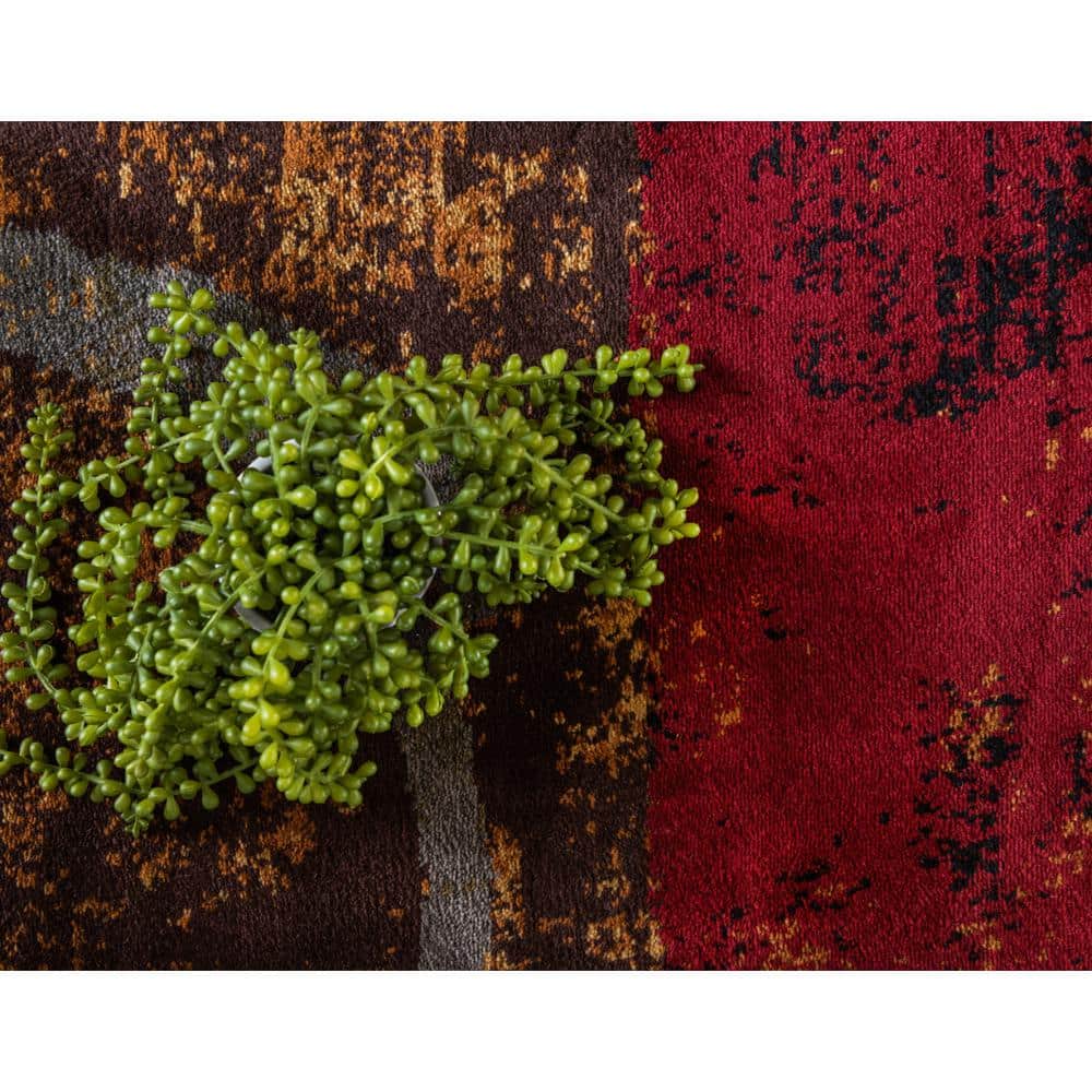 Multi Abstract Rectangular 9' x 12' Synthetic Area Rug