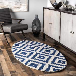 Hand Tufted Kellee Navy 4 ft. x 6 ft. Oval Area Rug
