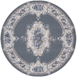 Hampton Oriental Gray 8 ft. Round Indoor Area Rug