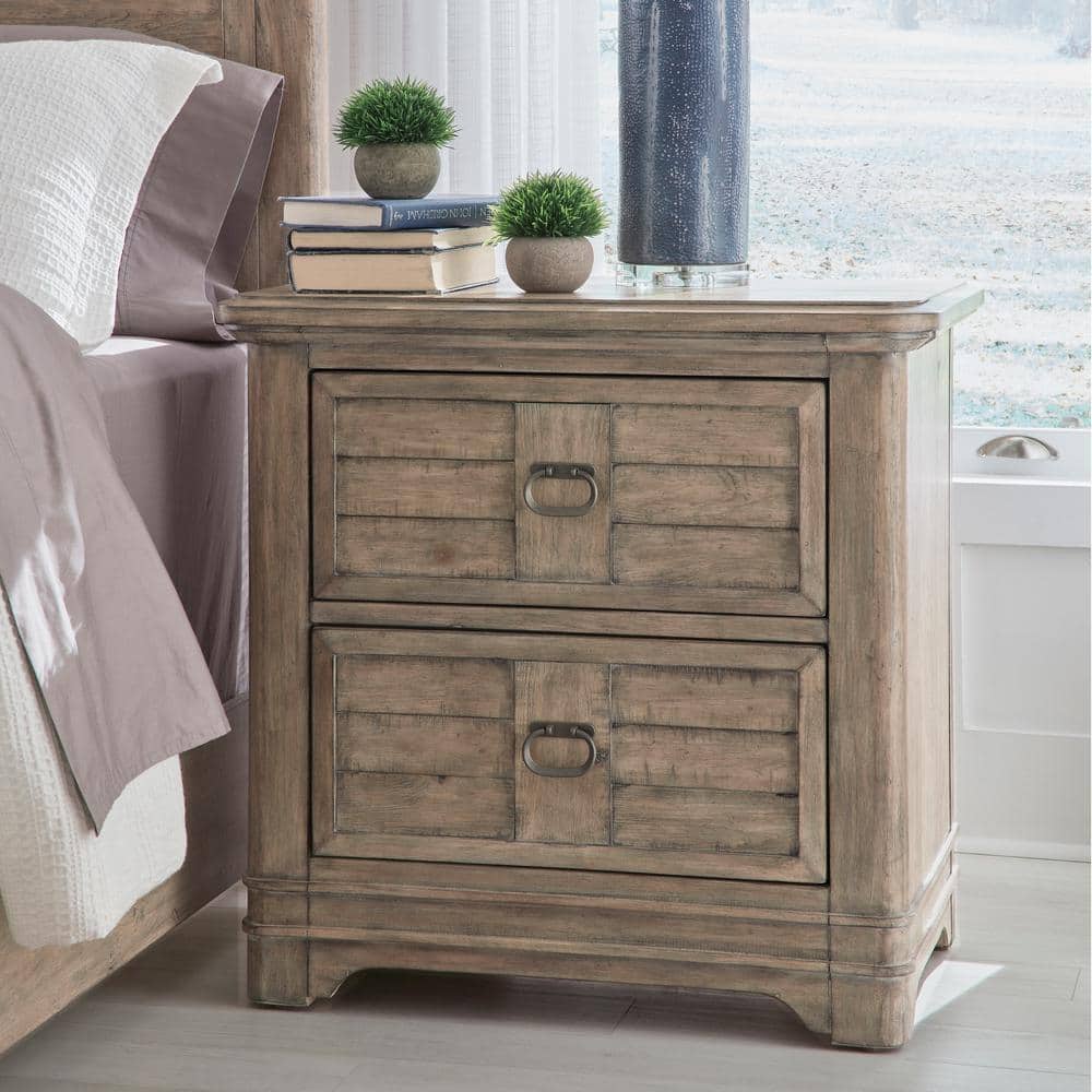 American Woodcrafters Meadowbrook Sand 2Drawer 18 in. W Nightstand 2600420 The Home Depot
