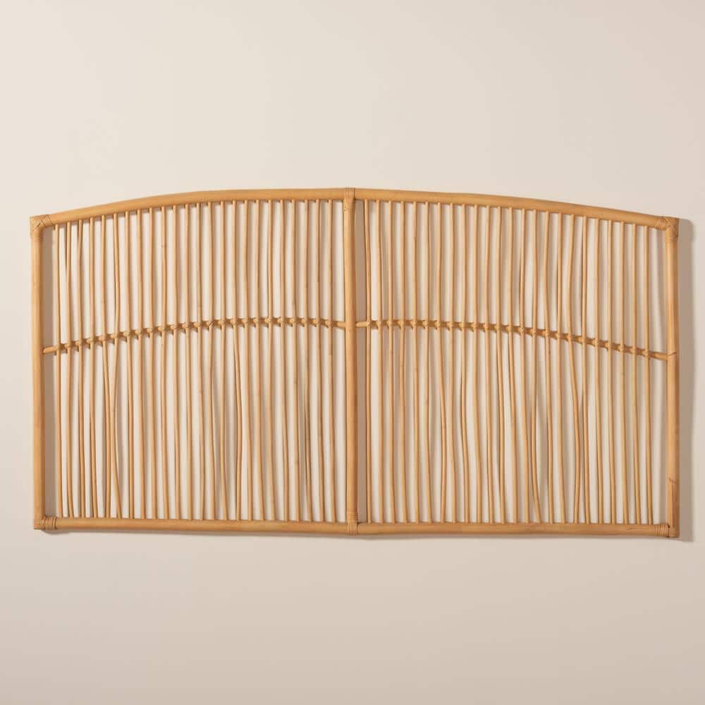 Natural Rattan Queen Size Wall-Mount Headboard