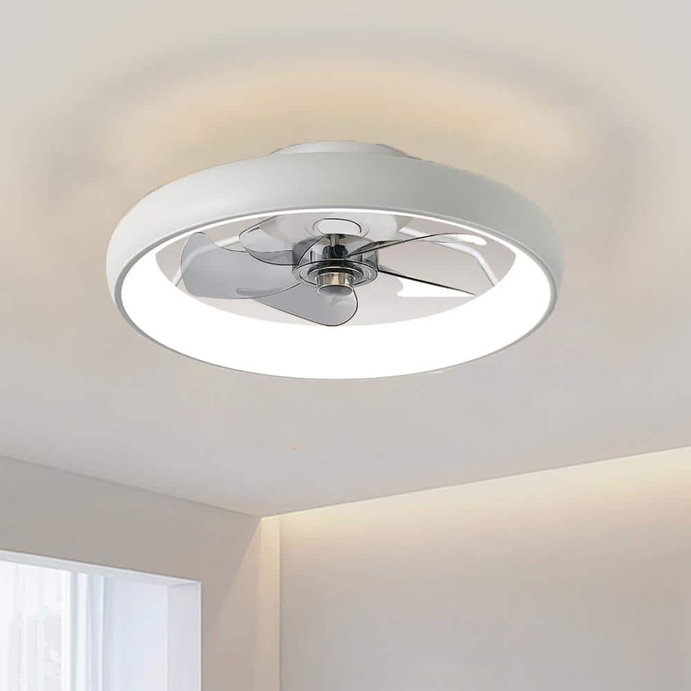 EAQUIL 22 in. Indoor White Ceiling Fan with Light Flush Mount Ceiling