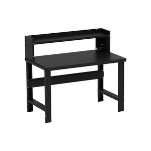 28 in. x 48 in. Black Painted Steel Heavy-Duty Adjustable Ledge Shelf Workbench, Commercial Grade, 16 Gauge Steel