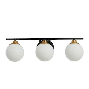 Lorne - 21 in. 3-Light Matte Black and Brushed Gold Vanity Light Metal and Frosted Glass
