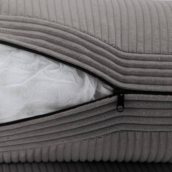 Uixe Modern Right Arm Facing Light Gray Corduroy Polyester