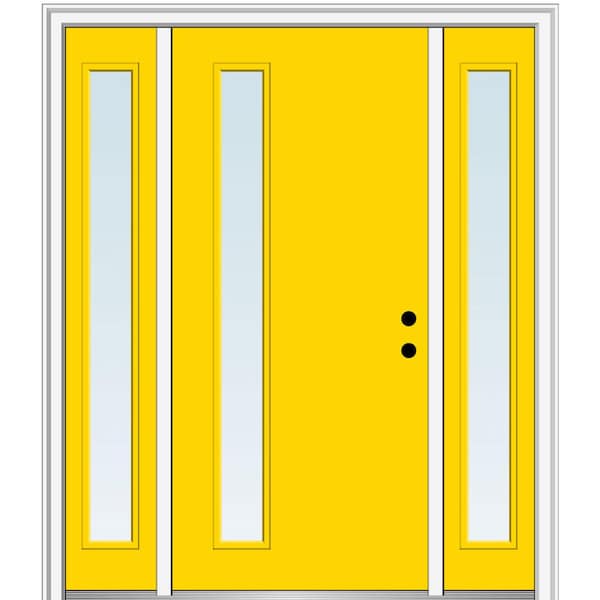 MMI Door 64.5 in. x 81.75 in. Viola Left-Hand Inswing 1-Lite Clear Low-E Painted Fiberglass Prehung Front Door with Sidelites
